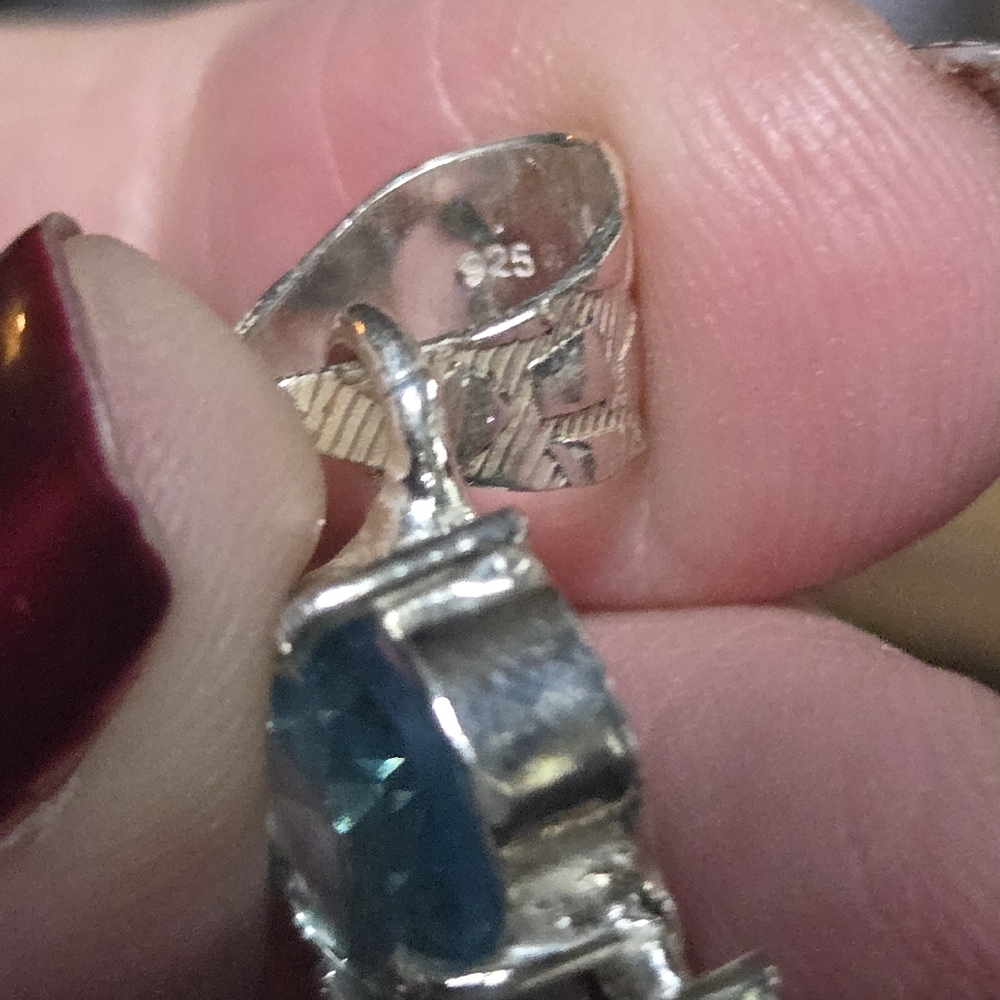 Topaz kyanite pearl & larimar sterling silver pendant - Picture 8 of 8